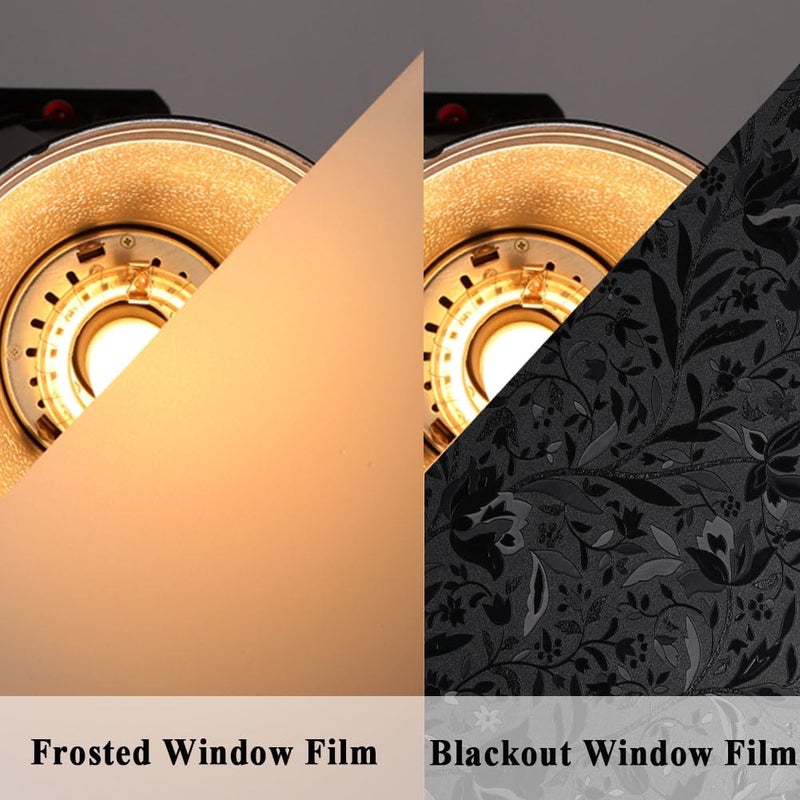 Mikomer Total Blackout Window Film,100% Light Blocking Glass Door Film Etched Tulip,Room Darkening Window Cling,No Glue/Heat Control/Anti UV for Day Sleep & High Privacy,35In. by 78.7In. - Image 2